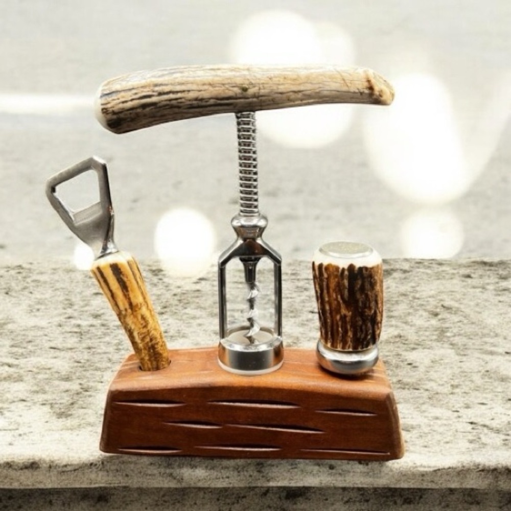 VINTAGE WEST GERMAN STAG ANTLER BAR SET BY GES. GESCH
